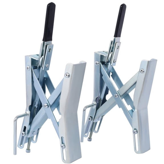 Quick Locking Wheel Chock Pair Silver Steel Axle Chock Wheel Stabilizer for RV Trailer Camper Universal Quick-Lock Tire Stop for Dual Axle Vehicles (Fits Up to 6 Inches)