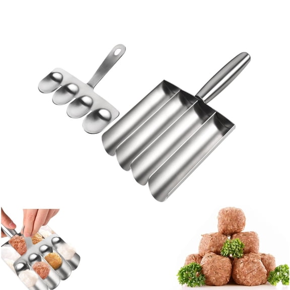 Quick Making Meatballs Tool,HXRH Stainless Steel Meatball Shaper Tool,1Pack Reusable Shaping Maker Tool with Cutting Spoon for Rice Ball