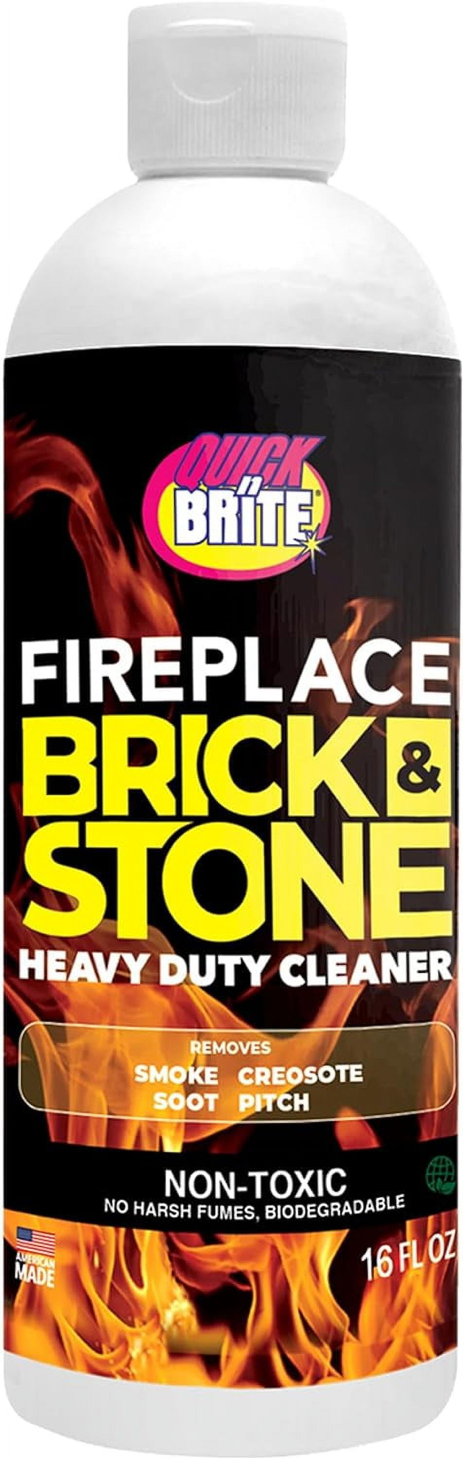 Quick N Brite Fireplace Gel Cleaner for Brick, Stone, Rock, Tile, and Marble, Nonabrasive Fireplace Cleaner, Made in the USA, 16 oz