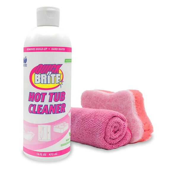 Quick N Brite Heavy Duty Hot Tub Cleaner Kit - Non-abrasive Cleaning Gel with Sponge and Cloth, 16 oz. (Packaging May Vary)