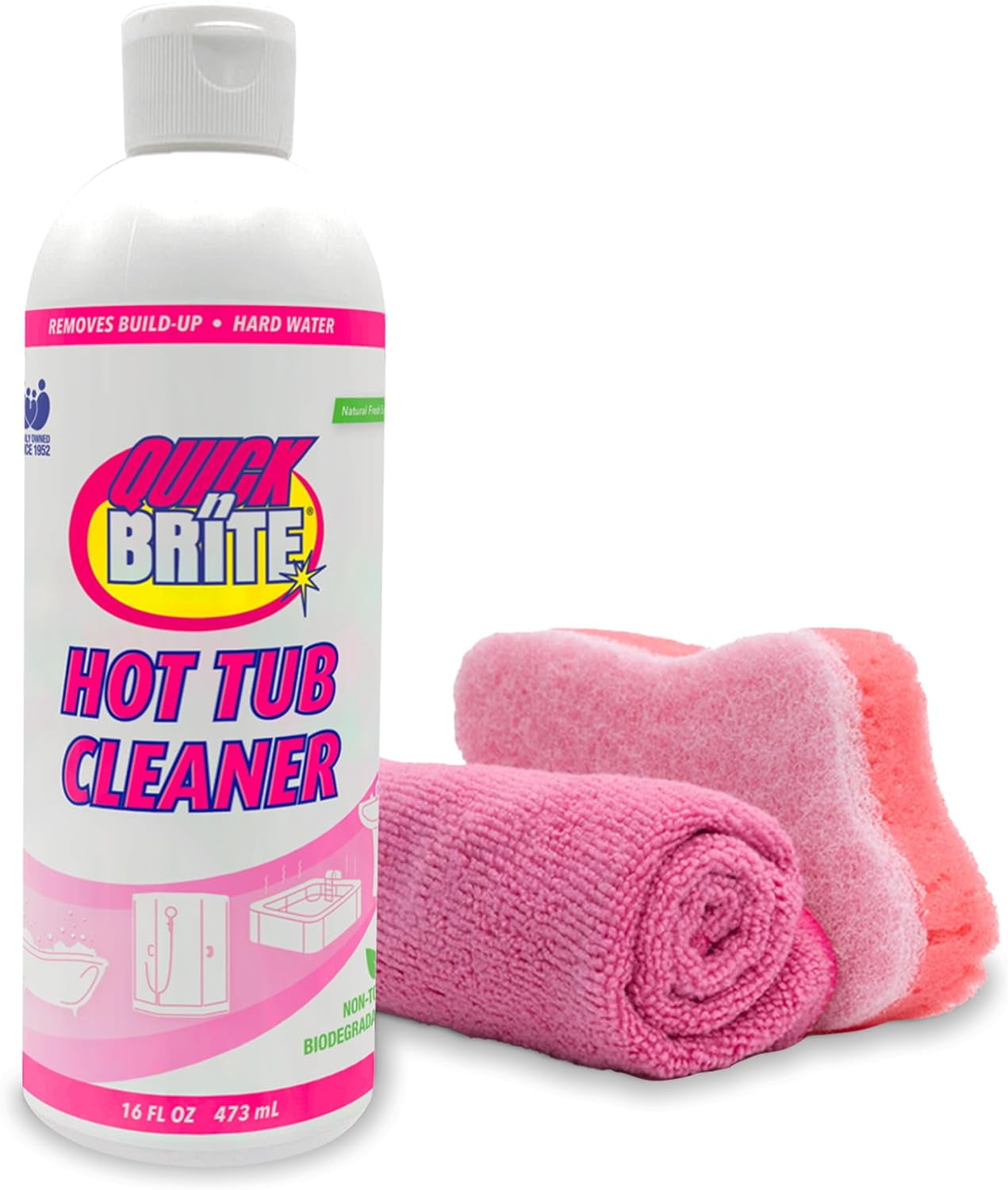 Quick N Brite Heavy Duty Hot Tub Cleaner with Sponge and Cloth for Spa
