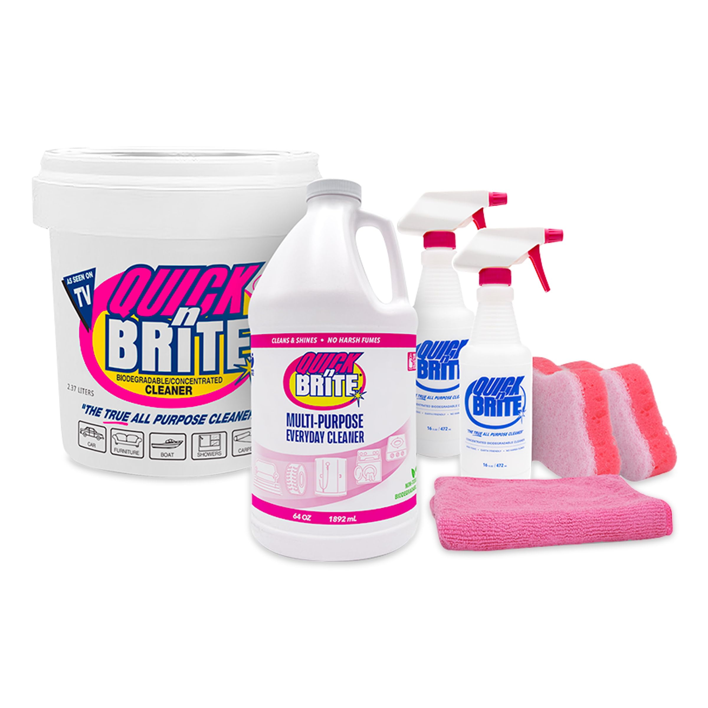 Quick N Brite Heavy Duty WholeHouse Cleaning Kit with (1) 64 oz Liquid