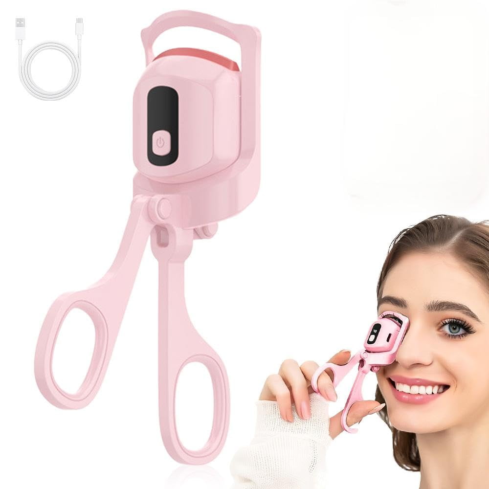 Quick Natural Curls Heated Eyelash Curler - USB Rechargeable, 3 Heat Modes with LCD for Long-Lasting Volume