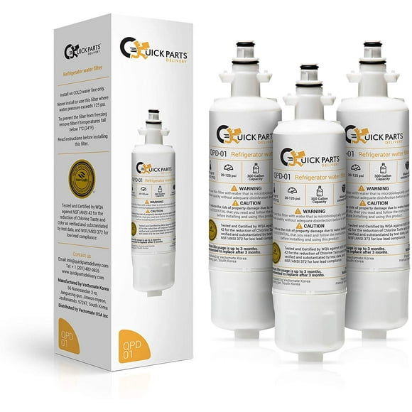 Quick Parts Delivery QPD-01 LT700P, ADQ36006101 Water Filter Replacement Compatible with Kenmore Elite 9690, ADQ36006102, WSL-3, FML-3, RFC 1200A, 46-9690 469690, ADQ36006101-S, LFXS30766S (3) pack