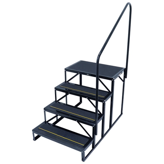 Quick Products QP-S5W3S Economy 5th Wheel Stair with Hand Rail and Non-Slip Treads for RV, Mobile Home, Pool, Hot Tub - 3-Step