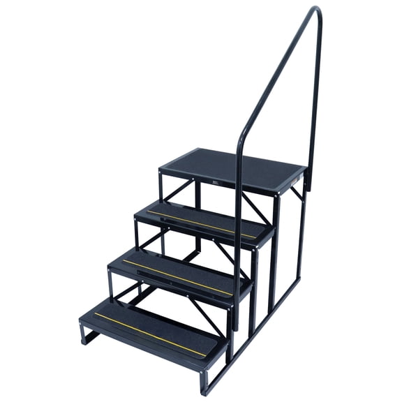 Quick Products QP-S5W3S Economy 5th Wheel Stair with Hand Rail and Non-Slip Treads for RV, Mobile Home, Pool, Hot Tub - 3-Step