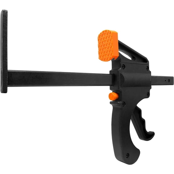 Quick Ratchet Track Saw Guide Rail Clamp for Track with 2.5 Inch Throat and 7.5 Inch Maximum Opening Quick Release Secure Squeeze Grip Triggers