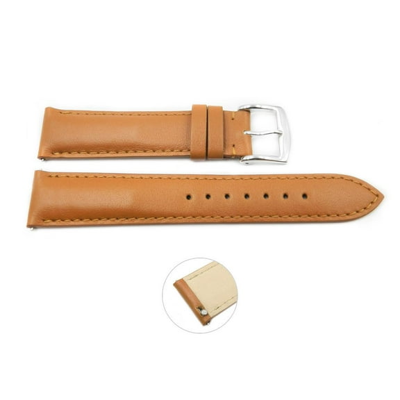 Quick Release 18mm Tan Leather Smooth Watch Band - Interchangeable Womens Watch Straps