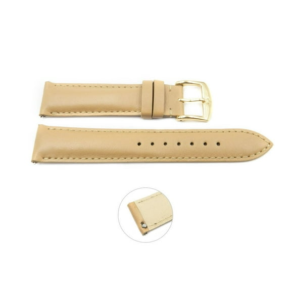 Quick Release 20mm Beige Leather Smooth Watch Band - Interchangeable Womens Watch Straps