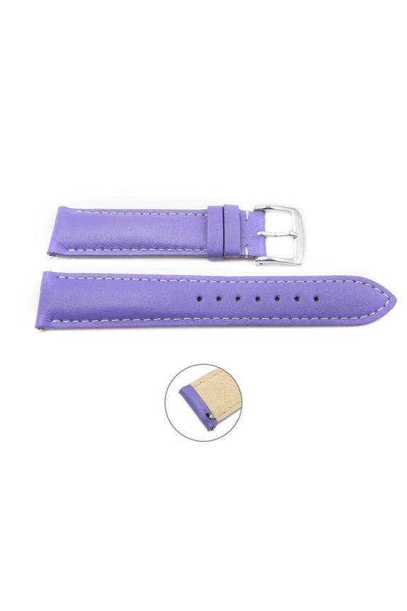 Quick Release 20mm Purple Leather Smooth Watch Band - Interchangeable Womens Watch Straps