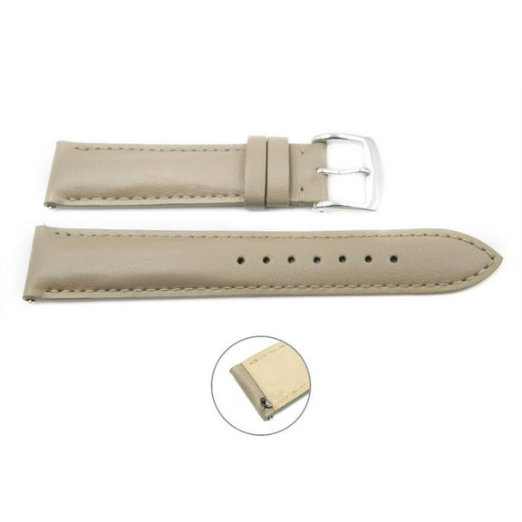 Quick Release 20mm Taupe Leather Smooth Watch Band - Interchangeable Womens Watch Straps