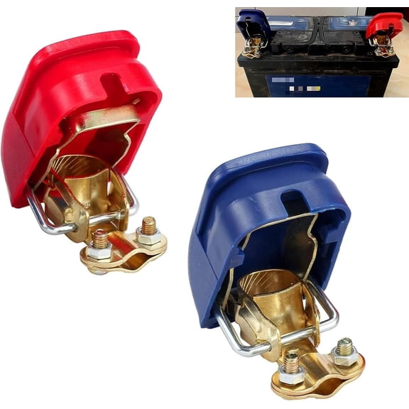 Quick Release Battery Terminal Connectors, Smart Copper-Plated Battery Clamps, Top Post Battery Terminal, Negative and Positive Battery Terminal Cover, Ideal for Cars and Power Equipment
