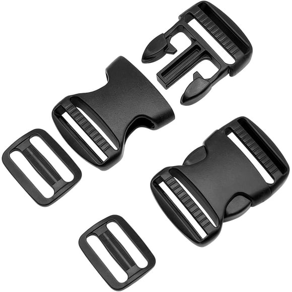 Side Release Buckles for Backpack Repair, Heavy Duty 2 Inch (50mm) Plastic (Polypropylene) Adjustable Tri-Glide, Easy to Use for DIY Craft Making, Quick Release Buckle with Dual