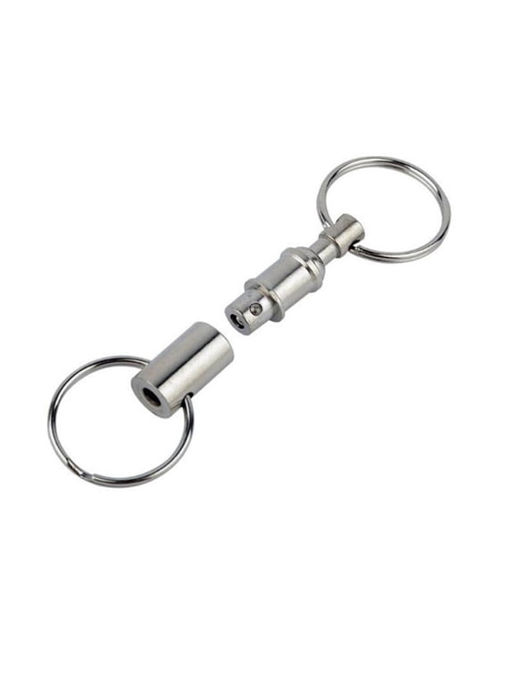 Quick Release Detachable Key Rings, Double Pull Apart Spring Keychain, Heavy-Duty Snap Lock Key Holder, Separable Key Chain for Organizing Multiple Keys and Daily Carry Accessories,Silver
