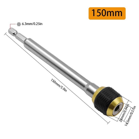 Quick Release Drill Bit Adapter 150mm with Hex Shank 1/4 for Efficient Tool Bit Changes and Stable Drilling Performance