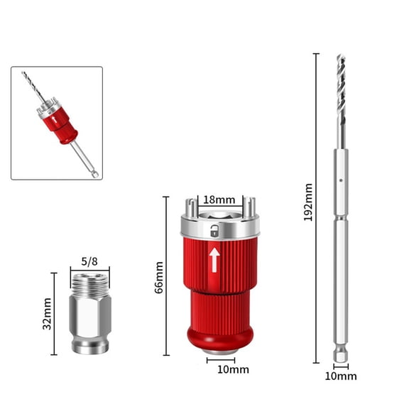 Quick Release Drill Bit Extension Rod with Self-Locking Mechanism, 45# Manganese Steel Hex Shank Adapter for Woodworking Hole Saws, Dual Thread 16mm and 5/8-Inch Compatible(5-8inch)