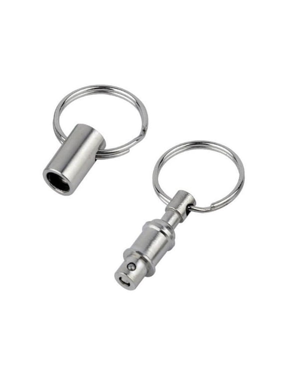 Quick Release Keychain,Detachable Pull Apart Keychains,Dual Pull Apart Key Chain,Quick Disconnect Keychain with 2 Split Rings,Multi Purpose for Car Keys,Purse & Bag(1.57x0.98")(Silver)