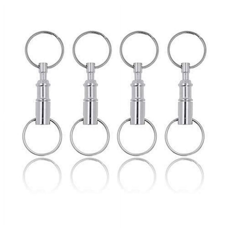 Quick Release Keychain Detachable Split Key Rings Pull Apart Key Clip Connector by Mandala Crafts, Silver