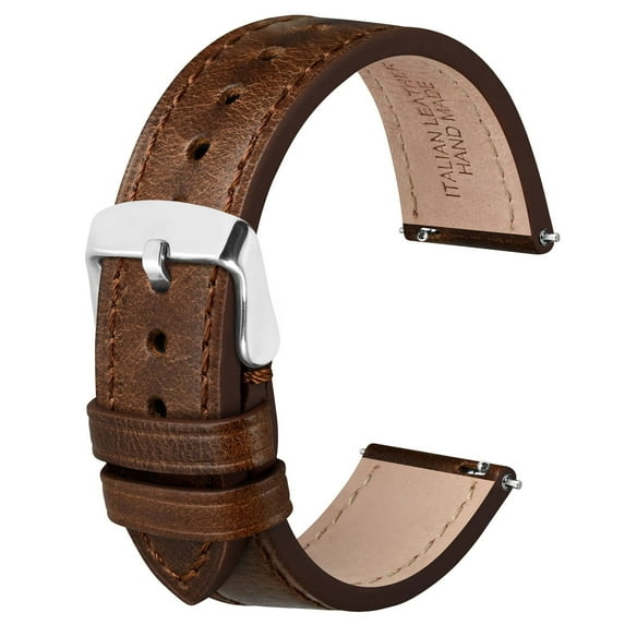 Quick Release Leather Watch Bands Genuine Watch Straps for Men Women,18mm Italian Leather Watch Strap,Light Brown with Stainless Steel Buckle