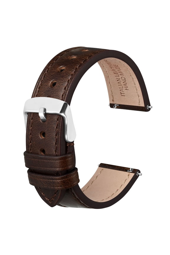 Quick Release Leather Watch Bands Genuine Watch Straps for Men Women,20mm Italian Leather Watch Strap,Dark Brown with Stainless Steel Buckle