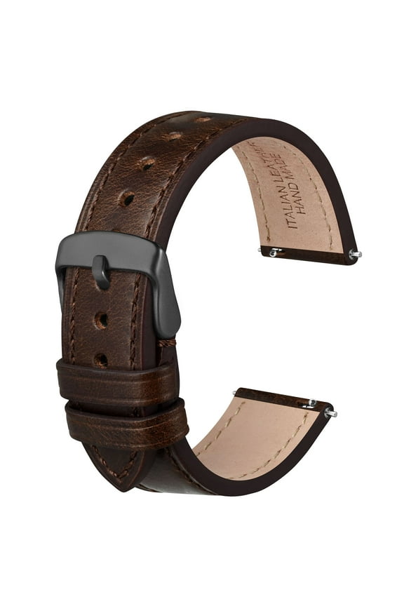 Quick Release Leather Watch Bands Genuine Watch Straps for Men Women,20mm Italian Leather Watch Strap,Dark Brown with Stainless Steel Buckle