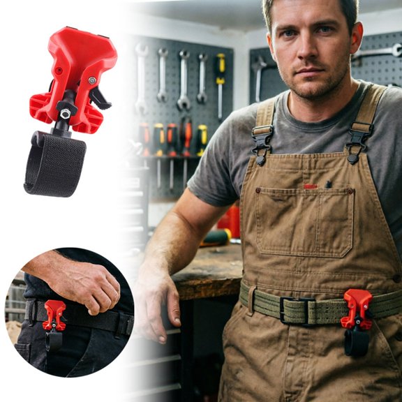 Quick Release Locking Belt Hook Device, Portable Storage for Woodworking and Electrical Tools, Plastic Red 6cm