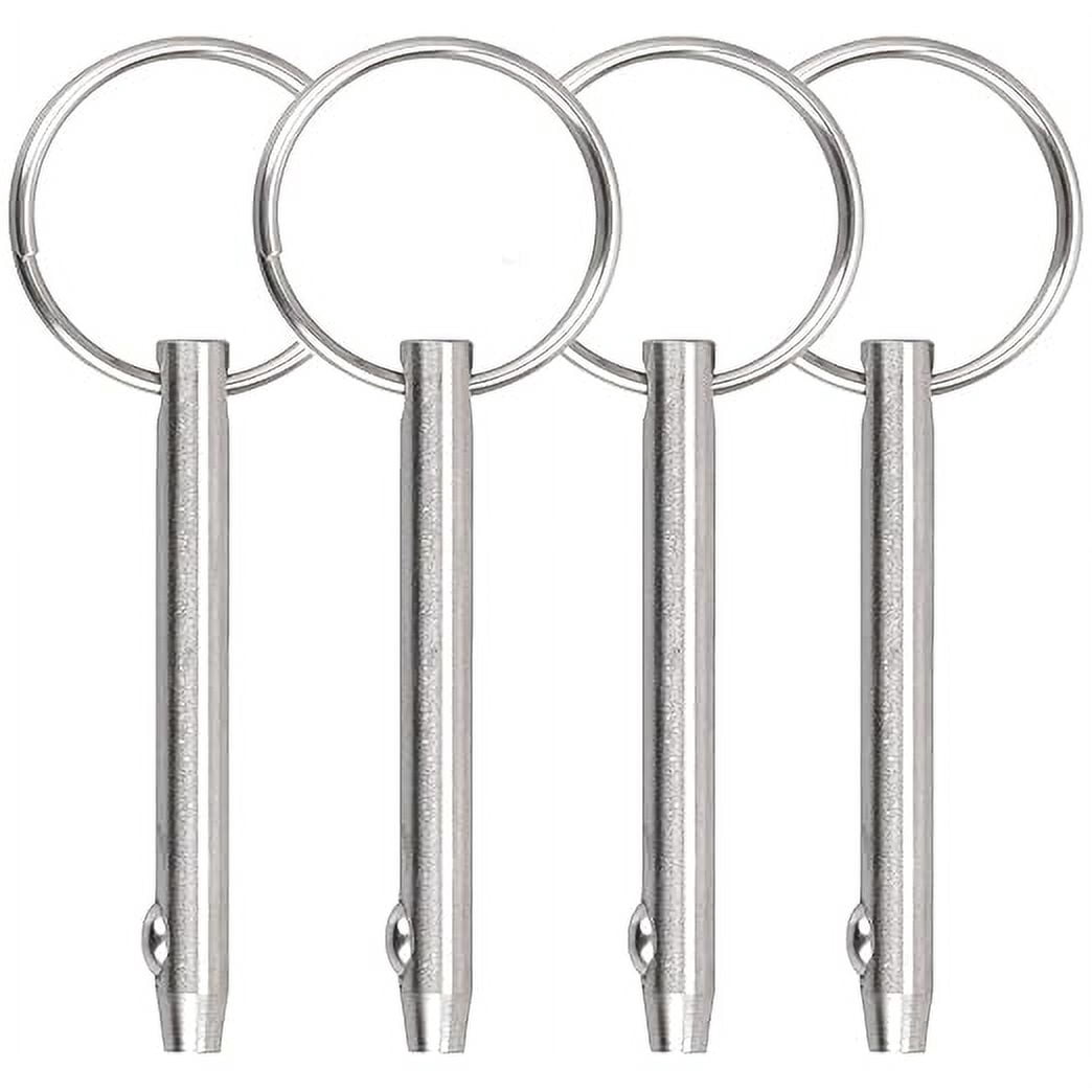 4-Pack 316 Stainless Steel Quick Release Pins - 3.74" Total Length, 0.25" Dia, For Bimini Tops & Boats