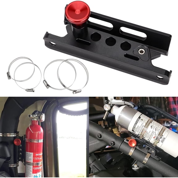 Quick Release Roll Bar Fire Extinguisher Mounting Bracket Extinguisher Mount Holder Compatible with for Jeep Wrangler Gladiator Ford Bronco UTV Polaris RZR Ranger Can-Am Maverick ATV