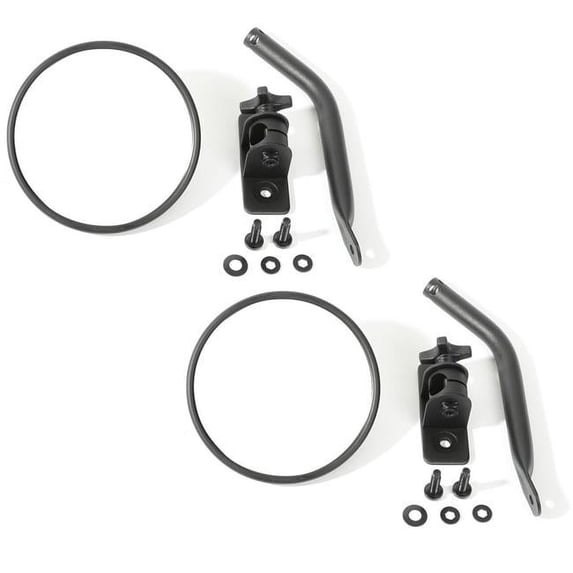 Quick Release Round Mirror Kit for 97-18 Jeep TJ-JK - Textured Black
