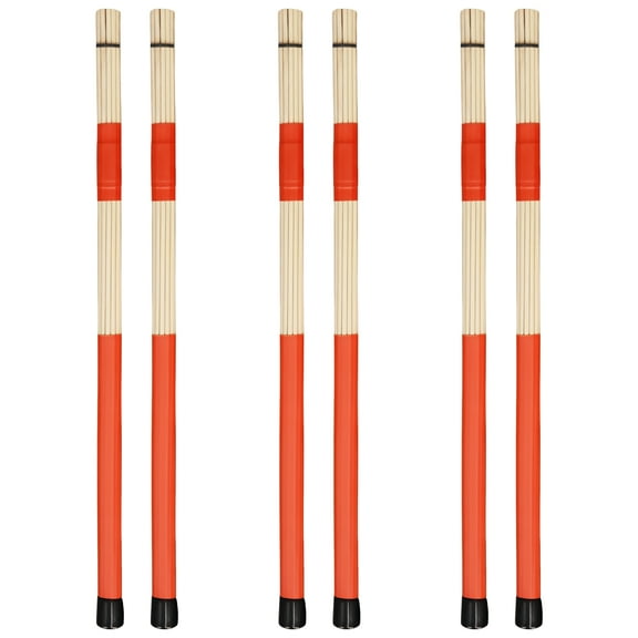 3 Pcs Rod Drumsticks Drum Bundles,Quiet Drumsticks for Jazz,Folk,Small Venue Performances,for Low Volume Playing,Comfortable Grip,Red