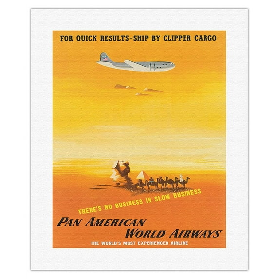 For Quick Results Ship By Clipper Cargo - Vintage Airline Travel Poster by Edward McKnight Kauffer c.1949 - Fine Art Rolled Canvas Print 16in x 20in