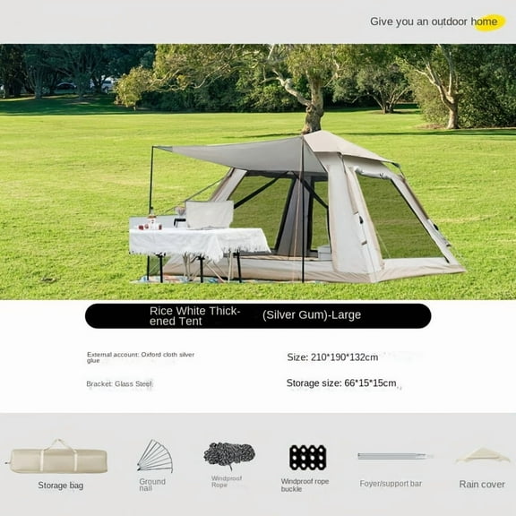 Quick Setup 4-Sided Camping Tent with Awning, Mosquito Net & UV Protection, All-Season Windproof Oxford Tent for Outdoor Adventures