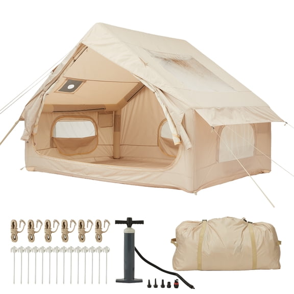 Quick Setup Inflatable Camping Tent - Large Waterproof Outdoor Shelter for Family, Hiking, Adventures - Durable Material, Spacious 6 Square Size