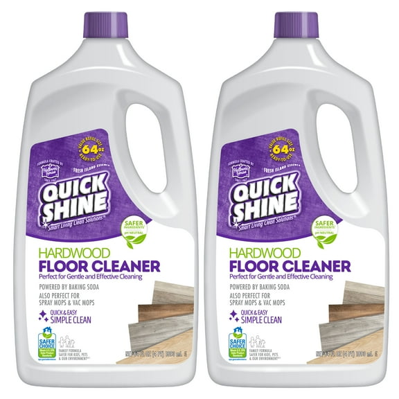 Quick Shine Hardwood Floor Cleaner 128 oz (2- 64 oz Bottles), Use in Spray & Vac Mops, Ready-to-Use Streak Free No-Rinse Formula, Safer Choice Certified for Gentle & Effective Cleaning