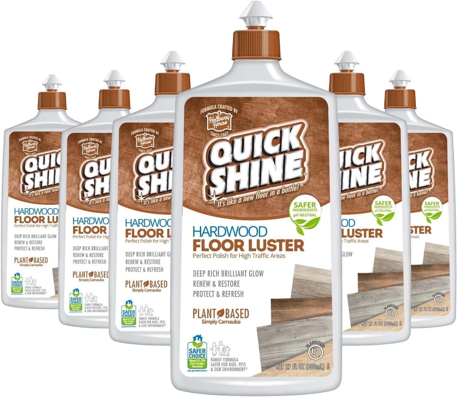 Quick Shine Hardwood Floor Luster 27oz, 6Pk PlantBased Cleaner