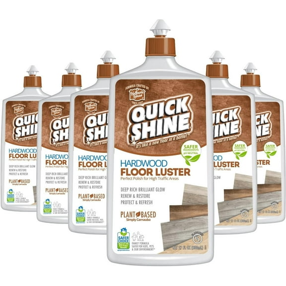 Quick Shine Hardwood Floor Luster Plant-Based Cleaner With Carnauba - 6 Pack, 27 oz
