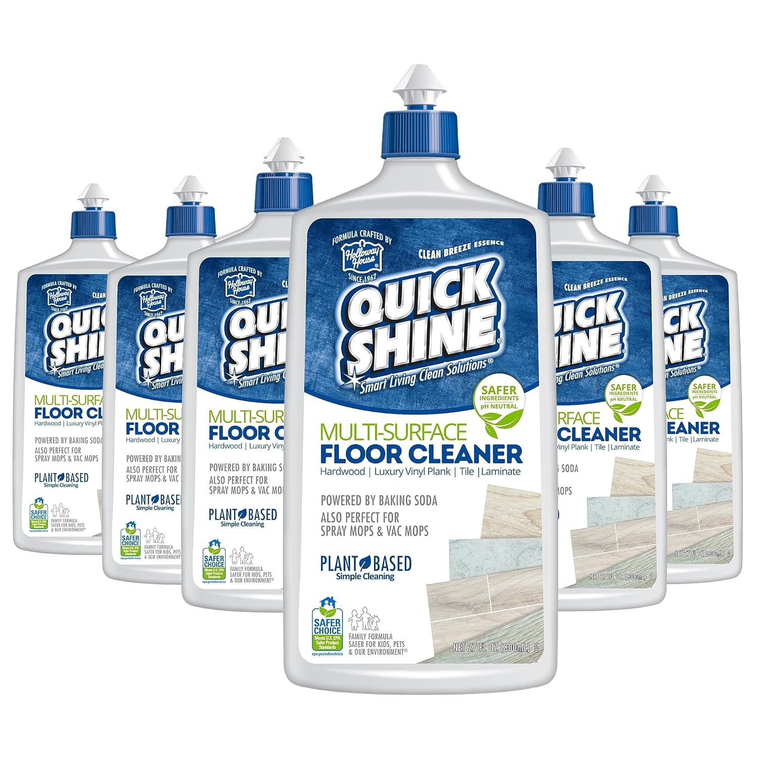 Quick Shine Multi Surface Floor Cleaner 27oz, 6Pk PlantBased, Ready to