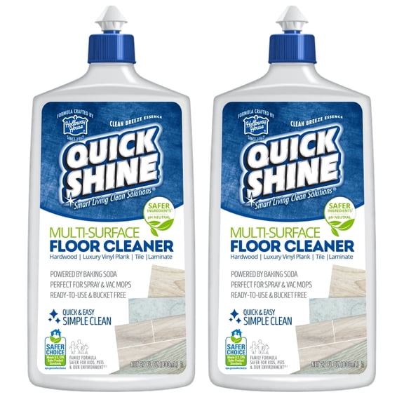 Quick Shine Multi-Surface Floor Cleaner, Ready-to-Use, PFAS-Free & Safer Choice, Fresh Scent 54oz (2-27oz Bottles)