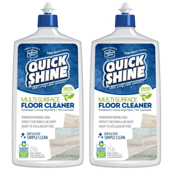 Quick Shine Multi-Surface Floor Cleaner, Ready-to-Use, PFAS-Free & Safer Choice, Fresh Scent 54oz (2-27oz Bottles)