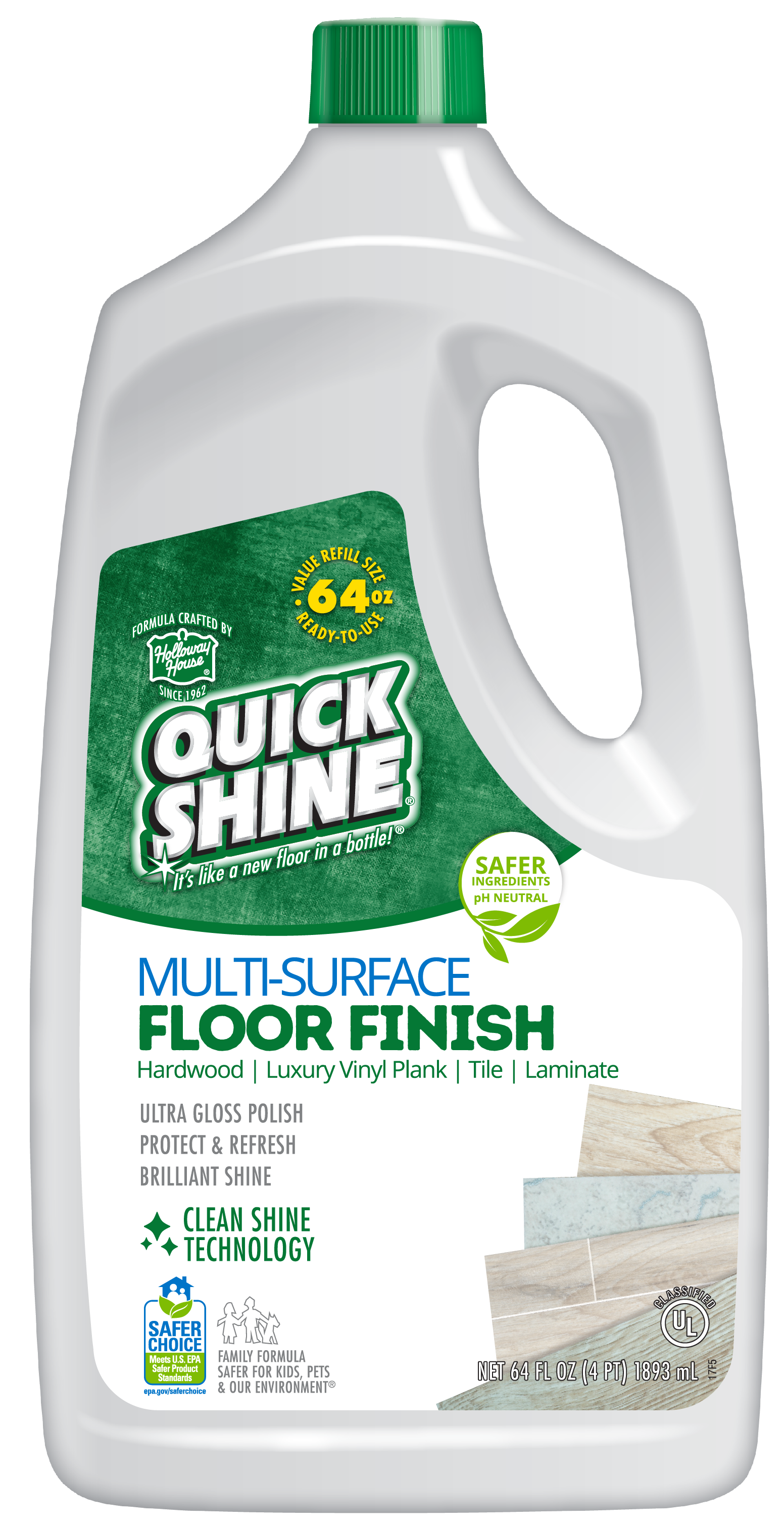Quick Shine MultiSurface Floor Finish And Polish, 64 Oz. Refill Bottle