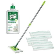 Quick Shine Multi-Surface Clean + Polish Floor Mop Kit, Includes 1-Hard Surface Mop, 3-Microfiber Pads & 1-16 oz Floor Finish, for Hardwood, Luxury Vinyl Plank, Tile, Stone & Laminate Floors