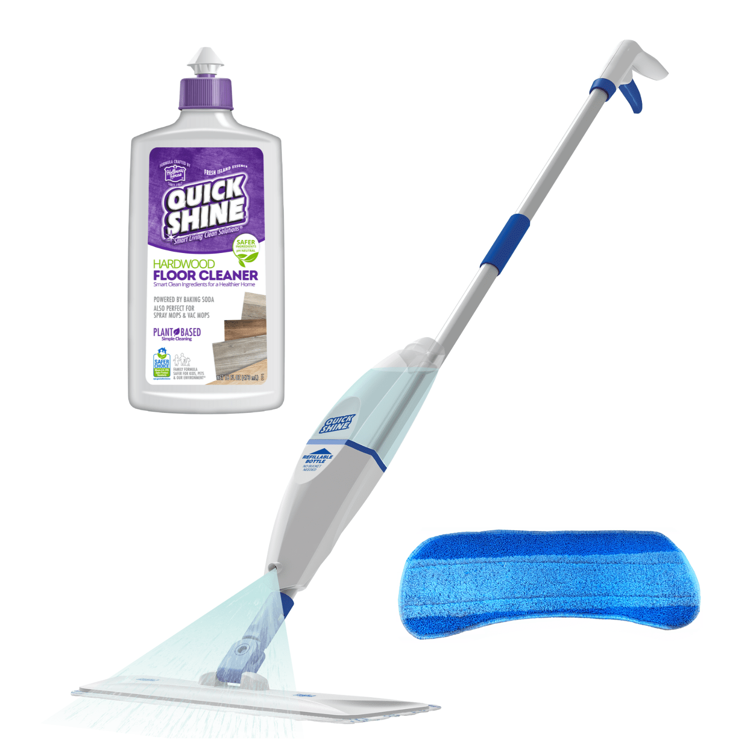 Quick Shine Spray Mop w/ 16 oz. Hardwood Floor Cleaner & 1 Microfiber