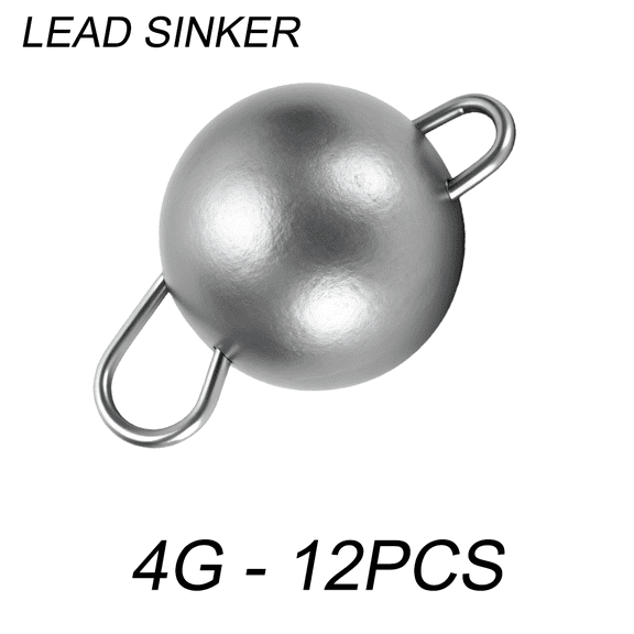 Quick Snap Ball Lead Fishing Sinkers Weights, Dual Loops Round Fishing Lead Sinker for Soft Lures Jigs, Freshwater Saltwater Fishing Tackle, Multi Sizes 1.5g/2g/2.5g/3g/4g/6g/8g/18g, 12 Pack Per Bag