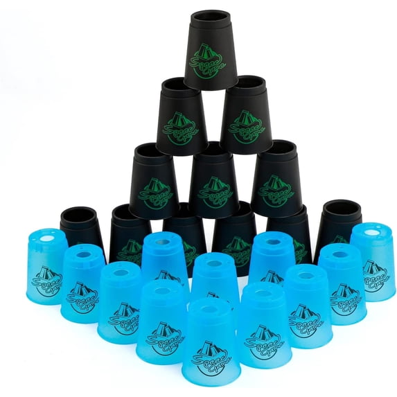 Quick Stack Cups for Speed Sports Training Game for School Family Party Challenge Competition, Kids Gifts Starter Set of Stacking Cup, Blue and Black 24 PC