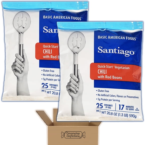 Quick-Start Vegetarian Chili With Red Beans Bulk Pack - 2 Individually Sealed 20.8 Ounce Bags - Gluten Free, No Artificial Colors, Flavors or Preservatives in Cornershop Confections Pack