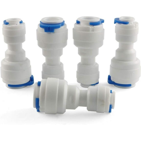 Quick Straight Connector 5PCS 1/4inch to 3/8inch OD Quick Straight Push Connector Water Tube Pipe Fitting Kit for RO Water Systems Purifiers Filters