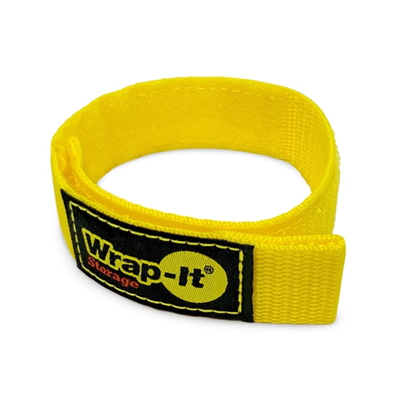Wrap-It Storage Quick-Strap Cord Wraps - 12" (15 Pack) - Reusable Hook and Loop Cinch Straps, Extension Cord Holder for RV, Boat, Hose - Yellow