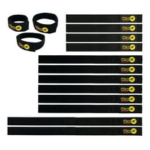 Quick-Straps by Wrap-It Storage - Assorted 12-Pack (Black) - Cord and Cable Organizer Hook and Loop Straps