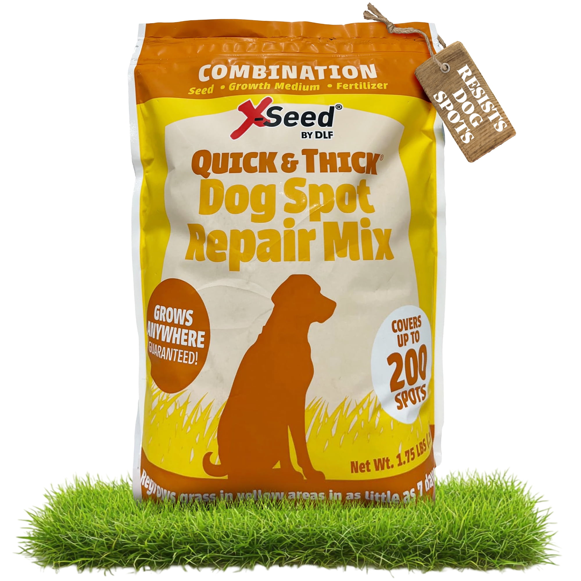 Quick & Thick Dog Spot Repair Grass Patch Repair for Lawn, Regrow Yellow Grass Areas Anywhere Quick, Pet Proof Grass Seeds for Lawn, Fertilizer & Natural Growth Medium - Up to 200 Spots 1.75 Pounds