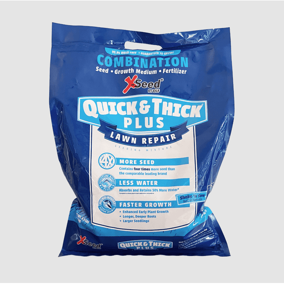 Quick & Thick Plus Lawn Repair 4.5 COMBINATION MULCH, SEED AND FERTILIZER. Covers 400 square feet.